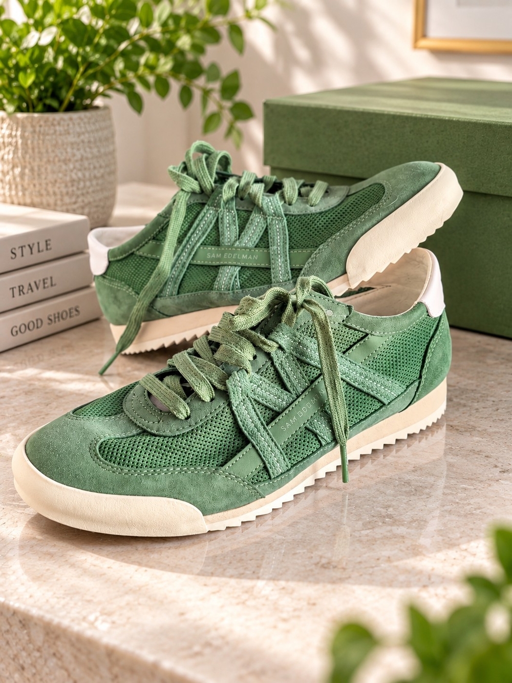 Sam Edelman Green Suede & Mesh Women's Sneaker